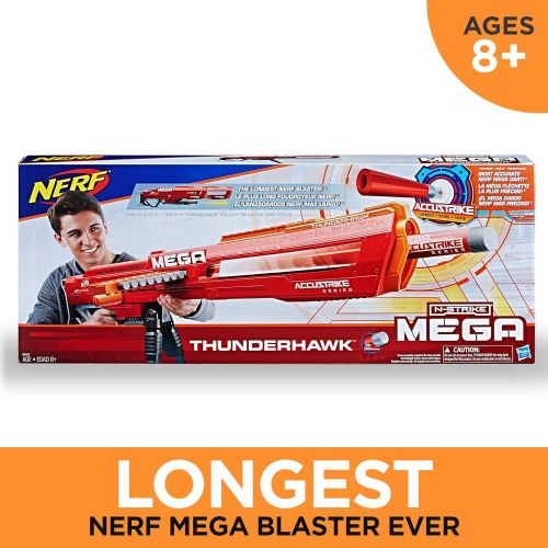 너프 Thunderhawk Nerf AccuStrike Mega Toy Blaster - Longest Nerf Blaster - 10 Official AccuStrike Nerf Mega Darts, 10-Dart Clip, Bipod - For Kids, Teens, and Adults