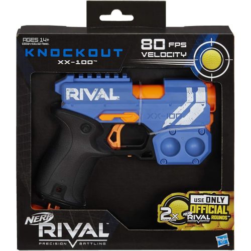 너프 NERF Rival Knockout XX-100 Blaster -- Round Storage, 90 FPS Velocity, Breech Load -- Includes 2 Official Rival Rounds -- Team Blue