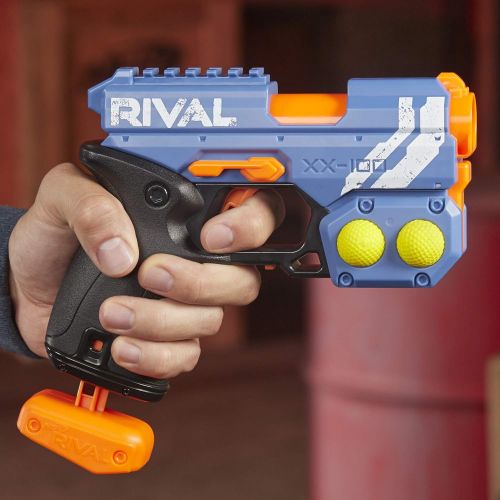 너프 NERF Rival Knockout XX-100 Blaster -- Round Storage, 90 FPS Velocity, Breech Load -- Includes 2 Official Rival Rounds -- Team Blue