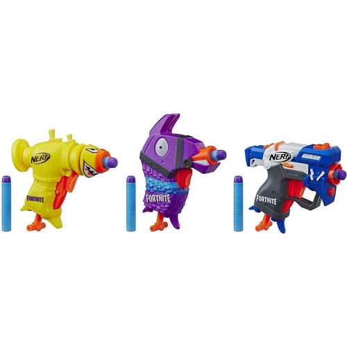 너프 NERF Fortnite 3 Dart-Firing Micro Trio -- Includes 3 Blasters & 6 Official Elite Darts -- for Kids, Teens, Adults