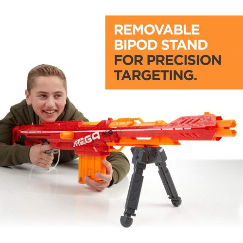 너프 Nerf Centurion Mega Toy Blaster with Folding Bipod, 6-Dart Clip, 6 Official Mega Darts, & Bolt Action for Kids, Teens, & Adults, Gray, Regular (Amazon Exclusive)