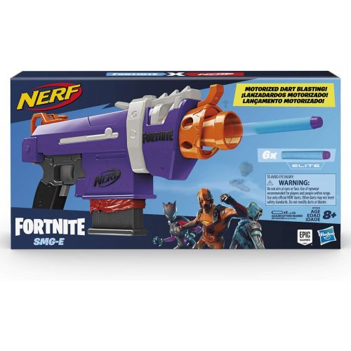 너프 NERF Fortnite SMG-E Blaster -- Motorized Dart Blasting -- 6-Dart Clip, 6 Official Elite Darts -- for Youth, Teens, Adults