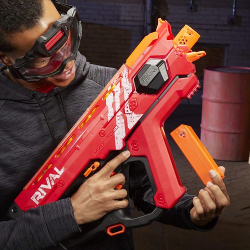 너프 NERF Perses MXIX-5000 Rival Motorized Blaster (red) -- Fastest Blasting Rival System, Up to 8 Rounds Per Second -- Rechargeable Battery, Quick-Load Hopper