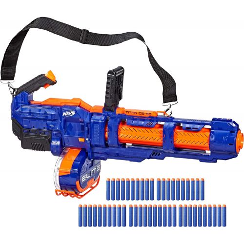 너프 NERF Elite Titan CS-50 Toy Blaster -- Fully Motorized, 50-Dart Drum, 50 Official Elite Darts, Spinning Barrel -- for Kids, Teens, Adults