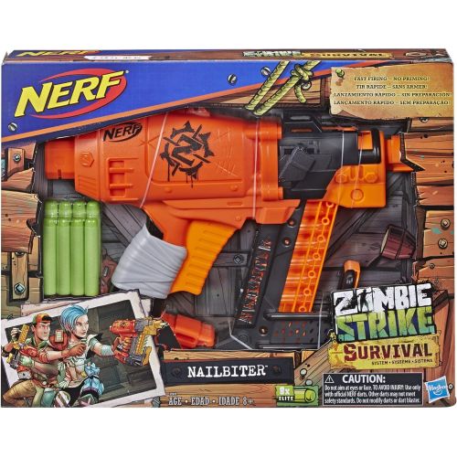 너프 Nailbiter Nerf Zombie Strike Toy Blaster  8 Official Nerf Zombie Strike Elite Darts, 8-Dart Indexing Clip  Survival System  For Kids, Teens, Adults