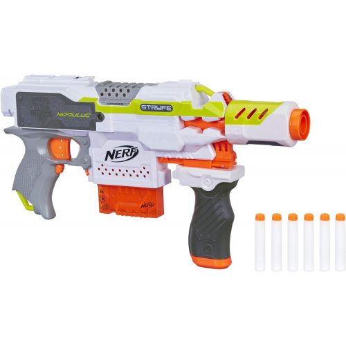 너프 NERF Modulus Motorized Toy Blaster with Drop Grip, Barrel Extension, 6-Dart Clip, 6 Official Darts for Kids, Teens, & Adults (Amazon Exclusive)