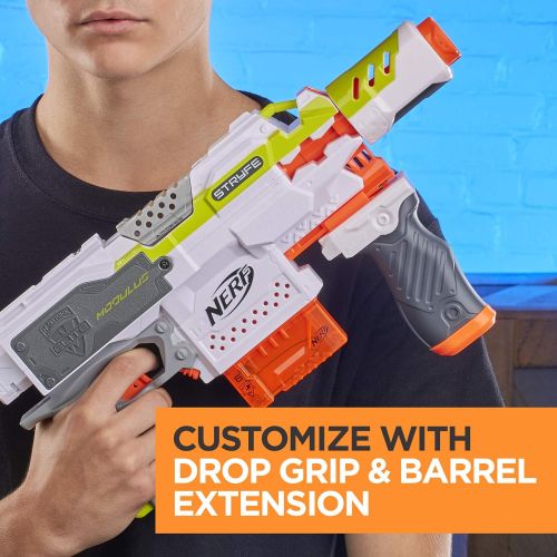 너프 NERF Modulus Motorized Toy Blaster with Drop Grip, Barrel Extension, 6-Dart Clip, 6 Official Darts for Kids, Teens, & Adults (Amazon Exclusive)