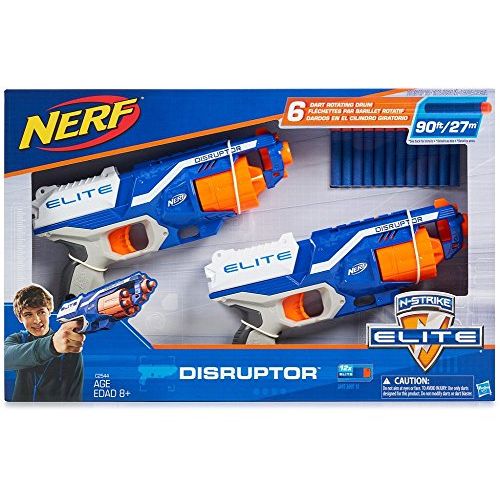 너프 Nerf N-Strike Elite Disruptor 6 Dart Rapid Fire Nerf Gun Blaster Shoots 90 ft! (Twin Pack)