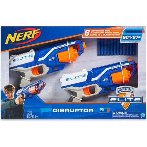너프 Nerf N-Strike Elite Disruptor 6 Dart Rapid Fire Nerf Gun Blaster Shoots 90 ft! (Twin Pack)