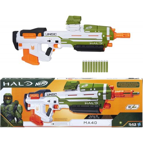 너프 [가격문의]NERF Halo MA40 Motorized Dart Blaster -- Includes Removable 10-Dart Clip, 10 Official Elite Darts, and Attachable Rail Riser