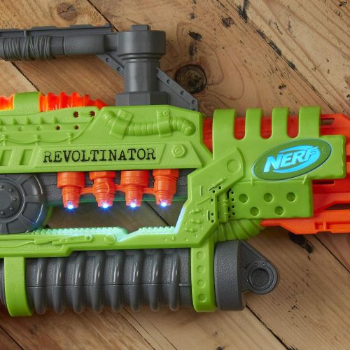 너프 Revoltinator Nerf Zombie Strike Toy Blaster with motorized Lights Sounds & 18 Official Darts for Kids, Teens, & Adults