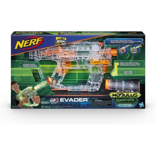 너프 Evader Modulus Nerf Motorized Light-Up Toy Blaster Includes 12 Official Nerf Darts, 12-Dart Clip, Light-Up Barrel Extension, Multicolor (Amazon Exclusive)