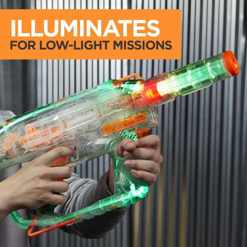 너프 Evader Modulus Nerf Motorized Light-Up Toy Blaster Includes 12 Official Nerf Darts, 12-Dart Clip, Light-Up Barrel Extension, Multicolor (Amazon Exclusive)