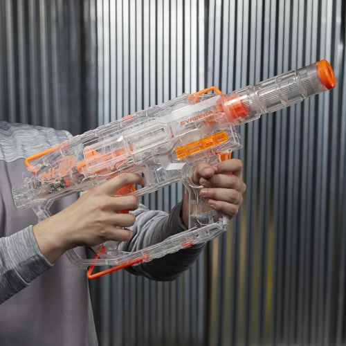 너프 Evader Modulus Nerf Motorized Light-Up Toy Blaster Includes 12 Official Nerf Darts, 12-Dart Clip, Light-Up Barrel Extension, Multicolor (Amazon Exclusive)