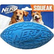 Nerf Dog Tire Football Dog Toy with Interactive Squeaker, Lightweight, Durable and Water Resistant, 6 Inch Diameter for Medium/Large Breeds, Single Unit, Blue (1571)