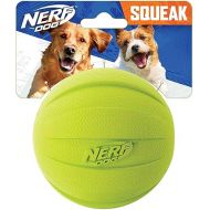 Nerf Dog Rubber Ball Dog Toy with Squeaker, Lightweight, Durable and Water Resistant, 4 Inch Diameter for Medium/Large Breeds, Single Unit, Green