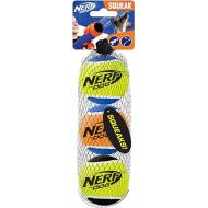Nerf Dog Tennis Ball Dog Toy with Interactive Squeaker, Lightweight, Durable and Water Resistant, 2.5 Inches, for Small/Medium/Large Breeds, Three Pack, Assorted Colors