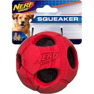 Nerf Dog 1484 Red Rubber Wrapped Bash Tennis Ball Squeak Toy, Medium