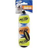 Nerf Dog Tennis Ball Dog Toy with Interactive Squeaker, Lightweight, Durable and Water Resistant, 2 Inches, for Small/Medium Breeds, Three Pack, Assorted Colors