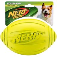 Nerf Dog Ridged Football Dog Toy with Interactive Squeaker, Lightweight, Durable and Water Resistant, 7 Inch Diameter for Medium/Large Breeds, Single Unit, Green