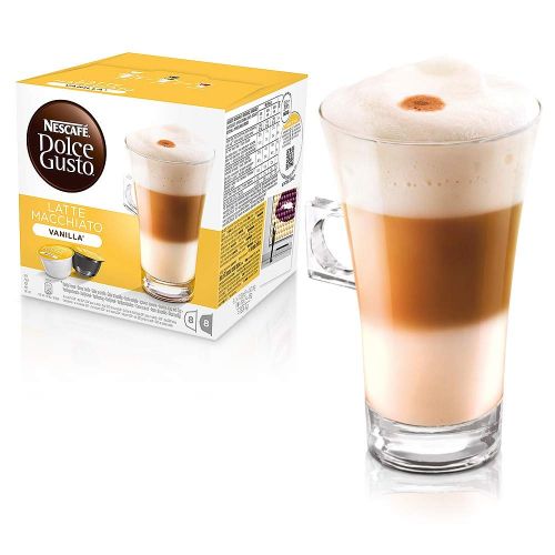네스카페 Nestle Nescafe Dolce Gusto Coffee Pods - Latte Macchiato Vanilla Flavor - Choose Quantity (3 Pack (48 Capsules))