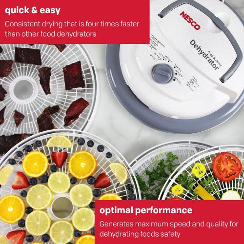  Nesco FD-75A Snackmaster Pro Food Dehydrator, For Snacks, Fruit, Beef Jerky, Gray