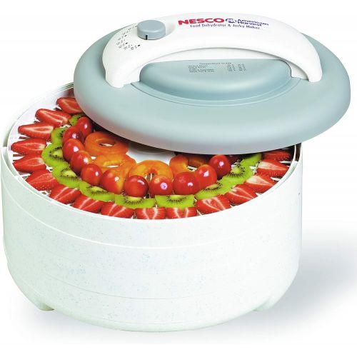  Nesco FD-61WHC Snackmaster Encore Food Dehydrator with Jerky Gun Kit for Great Snacks and Jerky, 5 Trays, Gray