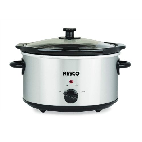  Nesco SC-4-25 4 Qt. Oval Analog Stainless Steel Slow Cooker 4 Quart Silver