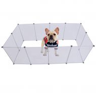 Nesee Dog Playpen, Portable Large Plastic Yard Fence Small Animals, Popup Kennel Crate Fence Tent, Transparent White 12 Panels（Ship from US）
