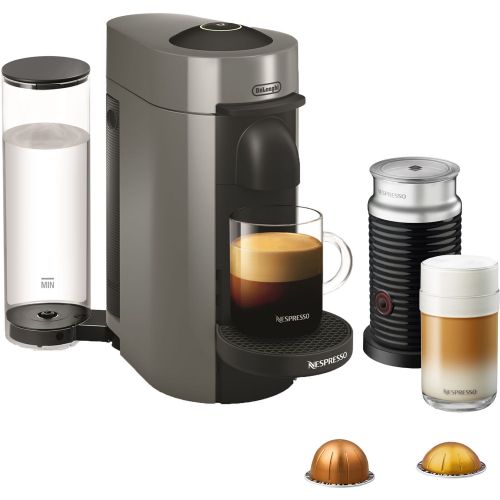 네스프레소 Nespresso VertuoPlus Coffee and Espresso Maker Bundle with Aeroccino Milk Frother by DeLonghi, Grey