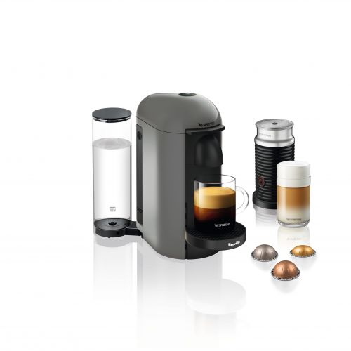 네스프레소 Nespresso VertuoPlus Coffee and Espresso Maker by Breville with Aeroccino Milk Frother, Grey