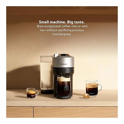 네스프레소 Nespresso Vertuo Pop+ Deluxe Coffee and Espresso Machine by De'Longhi, Silver