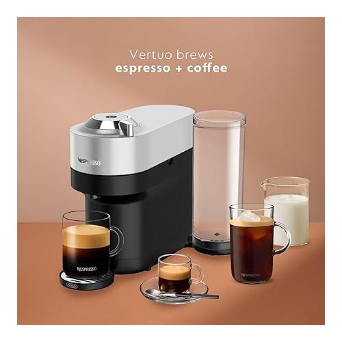 네스프레소 Nespresso Vertuo Pop+ Deluxe Coffee and Espresso Machine by De'Longhi, Silver