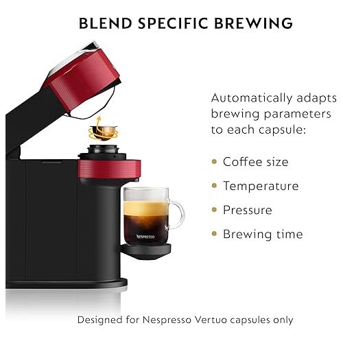 네스프레소 Nespresso Vertuo Next Coffee and Espresso Machine by Breville with Milk Frother, 1.1 liters, Cherry