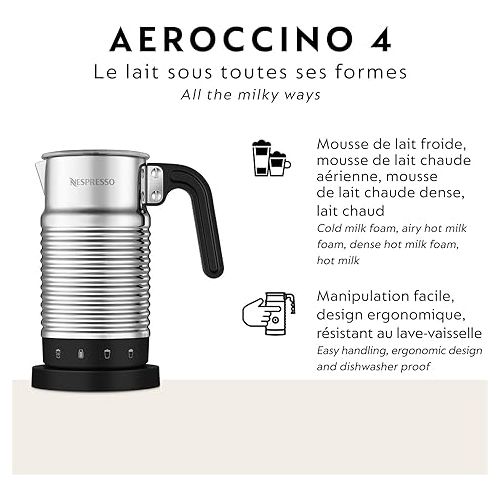 네스프레소 Nespresso Aeroccino 4 Milk Frother, Silver