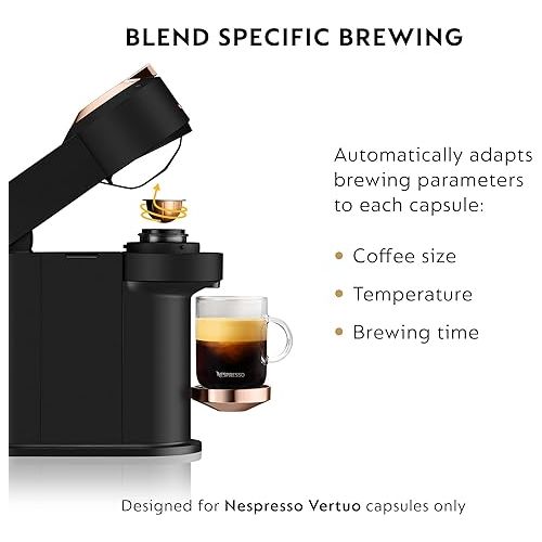 네스프레소 Nespresso Vertuo Coffee and Espresso Maker, Machine Only, Black Matte Rose Gold