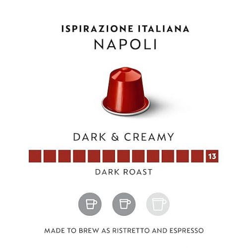 네스프레소 Nespresso Capsules OriginalLine, Ispirazione Napoli, Dark Roast Coffee Pods, 50-Count Espresso Coffee Pods