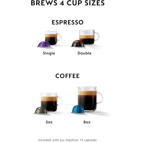 네스프레소 Nespresso Vertuo Coffee and Espresso Machine by Breville, 5 Cups, Matte Black, 19.25 x 11 x 15.25 in
