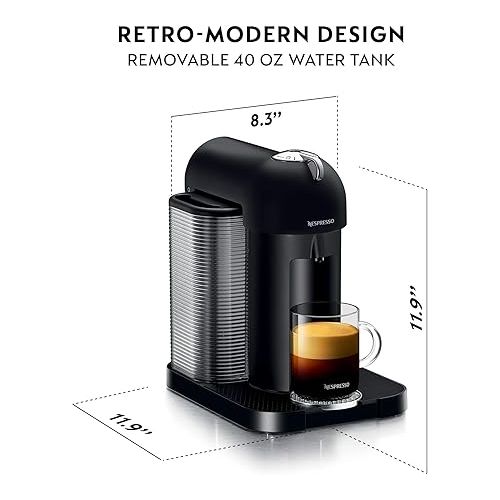 네스프레소 Nespresso Vertuo Coffee and Espresso Machine by Breville, 5 Cups, Matte Black, 19.25 x 11 x 15.25 in