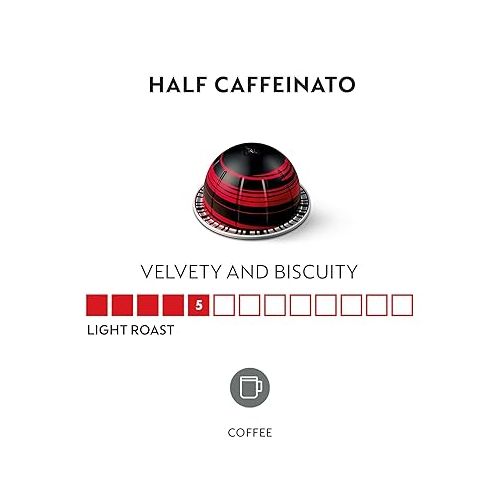 네스프레소 Nespresso Capsules Vertuo, Half Caffeinato, Mild Roast Coffee, 30-Count Coffee Pods, Brews 7.77 fl. oz.