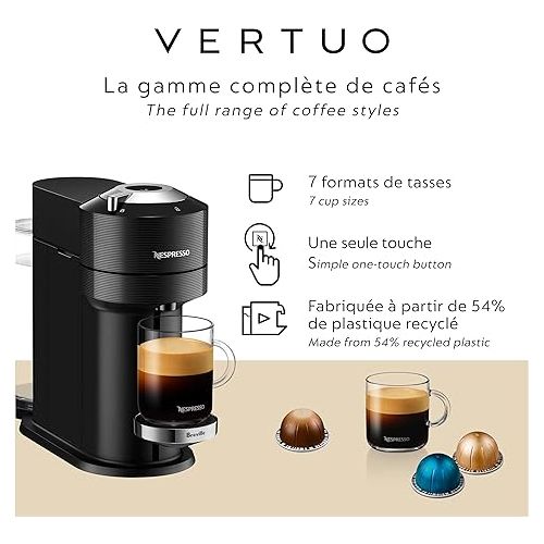 네스프레소 Nespresso Vertuo Next Premium Coffee and Espresso Machine by Breville with Milk Frother, Black, Small