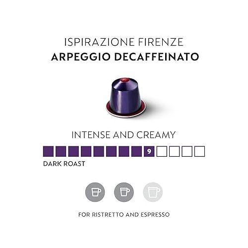 네스프레소 Nespresso Capsules OriginalLine, Arpeggio Decaffeinato, Dark Roast Espresso Coffee, 50-Count Espresso Coffee Pods