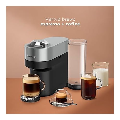 네스프레소 Nespresso Vertuo POP+ Deluxe Coffee and Espresso Machine by Breville with Milk Frother, Titan Medium