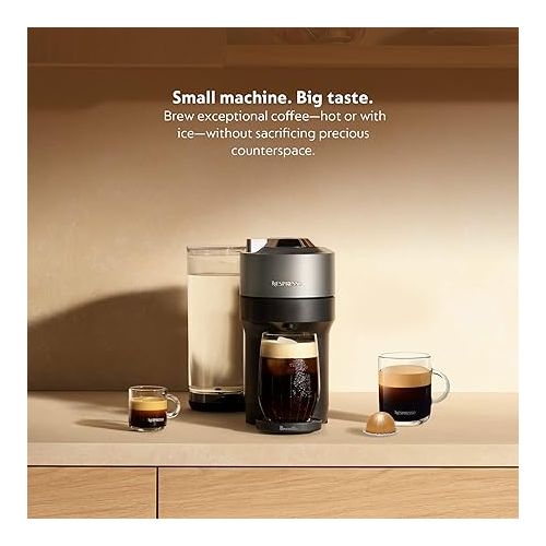 네스프레소 Nespresso Vertuo POP+ Deluxe Coffee and Espresso Machine by Breville with Milk Frother, Titan Medium