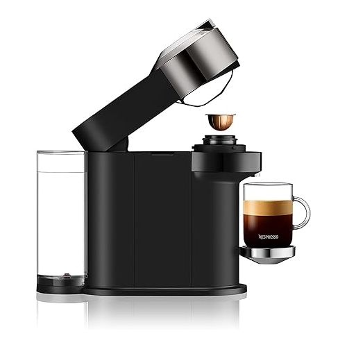 네스프레소 Nespresso Vertuo Next Deluxe Coffee and Espresso Maker, Pure Chrome with Aeroccino Milk Frother,1.1 liter, Black,Dark Chrome
