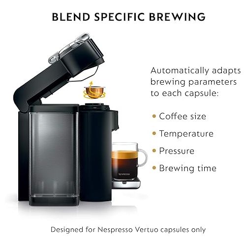 네스프레소 Nespresso Vertuo Coffee and Espresso Machine by De'Longhi with Milk Frother, 236.59 Milliliters, Piano Black