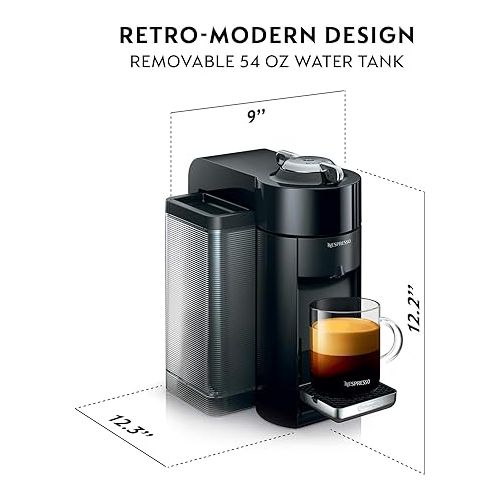 네스프레소 Nespresso Vertuo Coffee and Espresso Machine by De'Longhi with Milk Frother, 236.59 Milliliters, Piano Black