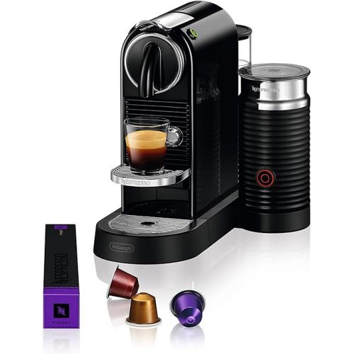 네스프레소 Nespresso CitiZ Coffee and Espresso Machine by De'Longhi with Milk Frother, Black, 9.3 x 14.6 x 10.9 inches