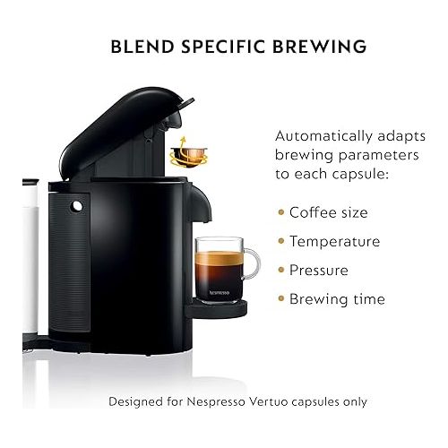 네스프레소 Nespresso VertuoPlus Coffee and Espresso Machine by Breville with Milk Frother,60 Fluid Ounces, Ink Black