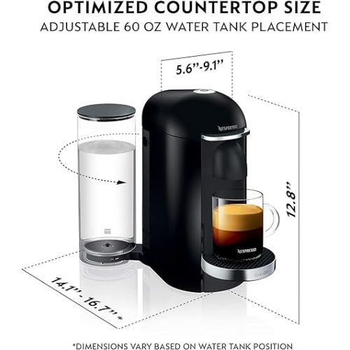 네스프레소 Nespresso VertuoPlus Deluxe Coffee and Espresso Machine by Breville with Milk Frother, 8 Ounces, Black